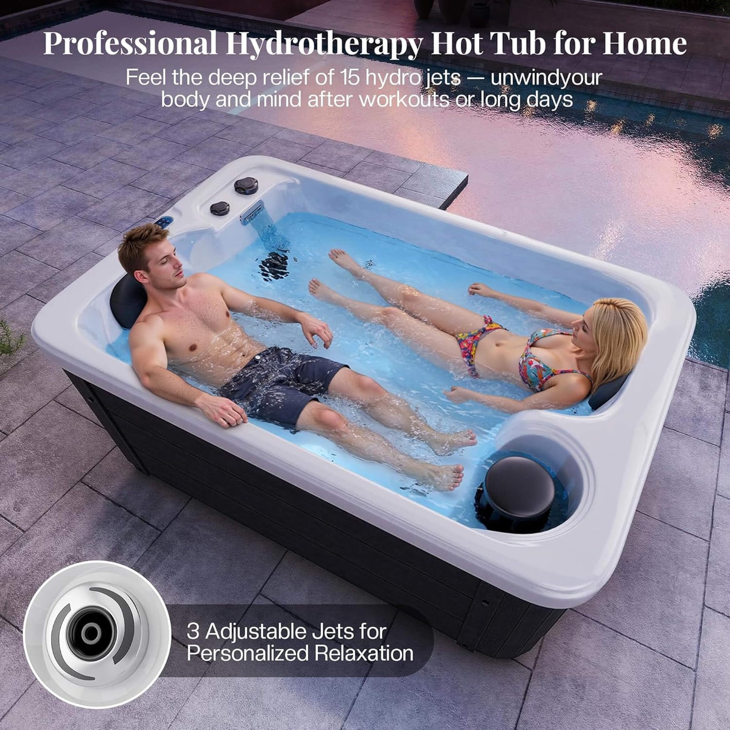 Nuvia Premium 2-Person Outdoor Hot Tub W/ 15 Stainless Steel Jets (SAK92015)