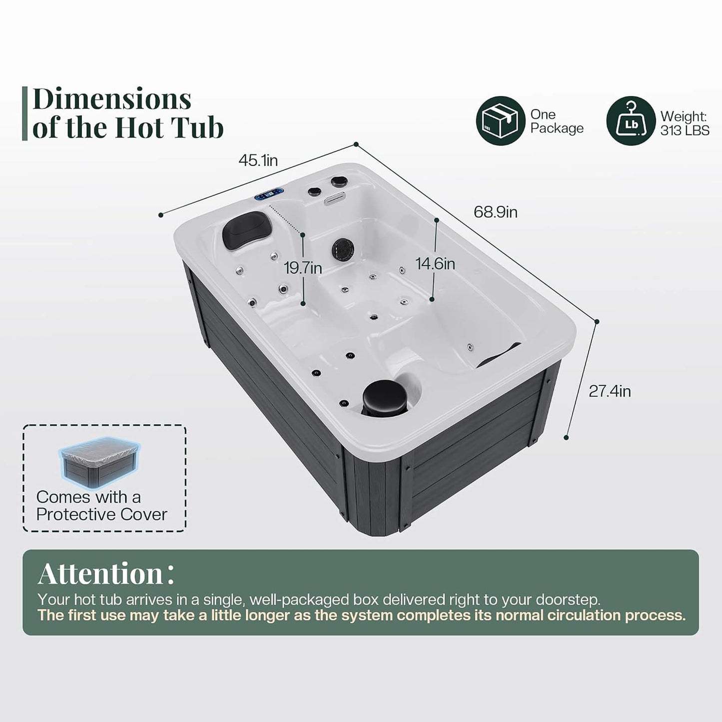 Nuvia Premium 2-Person Outdoor Hot Tub W/ 15 Stainless Steel Jets (SAK92015)