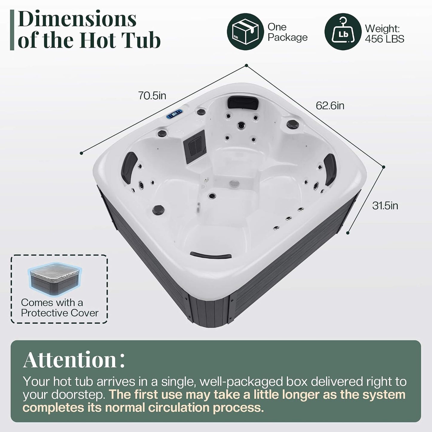 Nuvia Premium 4-Person Outdoor Hot Tub W/ 23 Stainless Steel Jets (SAK29185)