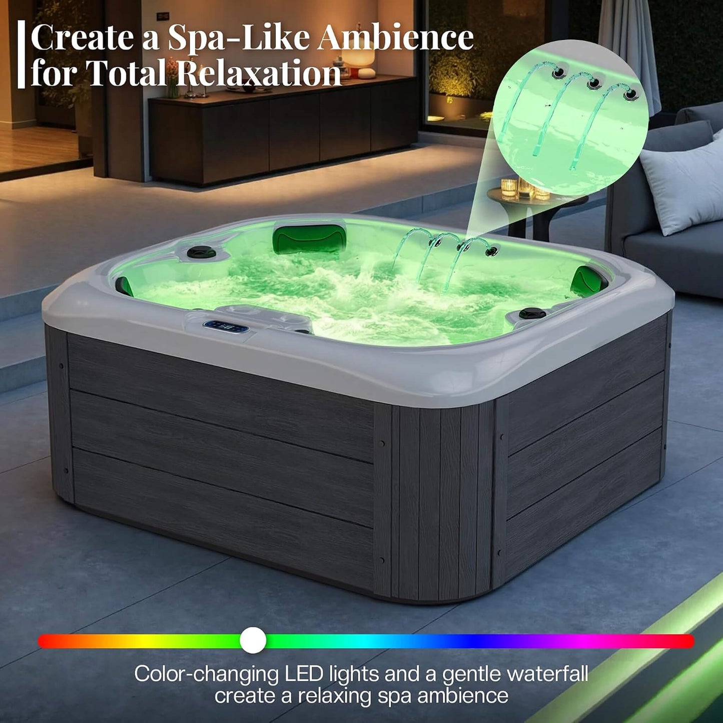 Nuvia Premium 4-Person Outdoor Hot Tub W/ 23 Stainless Steel Jets (SAK29185)