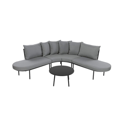 Alora Premium Half-Moon 6-Person Curved All-Weather Outdoor Furniture Sofa Patio Set With Coffee Table And Cushions (SAK76332)