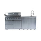 Castelle Flame Tuscany Outdoor BBQ Liquid Propane Kitchen Grill Island With 43-Inch 6-Burner 85K BTU Propane Gas Grill, Rotisserie Kit, And Storage Cabinets (SAK95623)