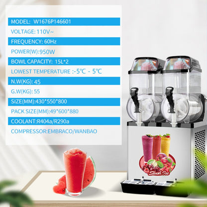 Premium Stainless Steel Margarita Frozen Drink Double Tank Slushy Maker Machine, 30L (SAK48253)