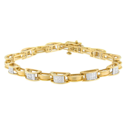 1ct Princess Cut Diamond Chain Link Bracelet in 14K Yellow Gold