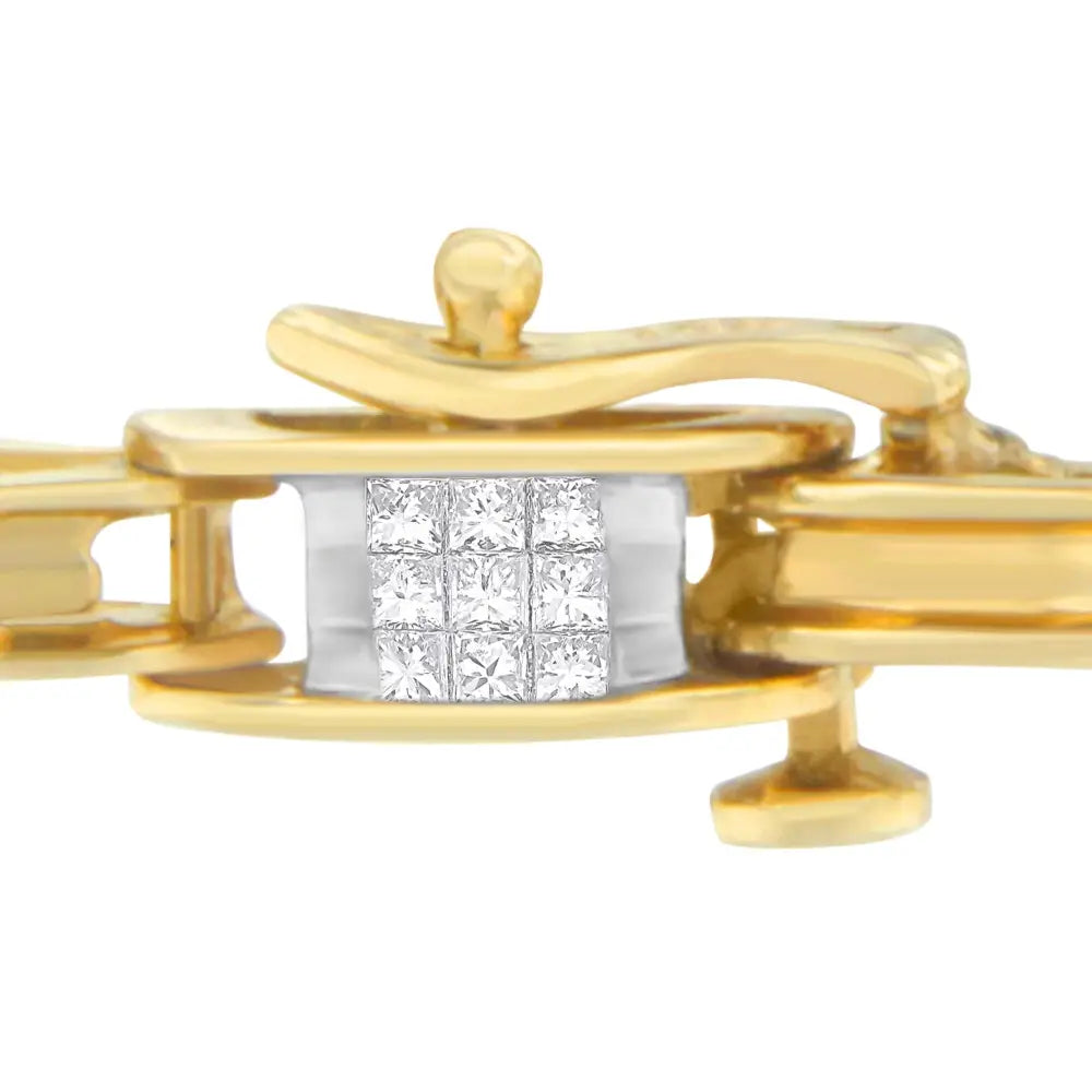 1ct Princess Cut Diamond Chain Link Bracelet in 14K Yellow Gold