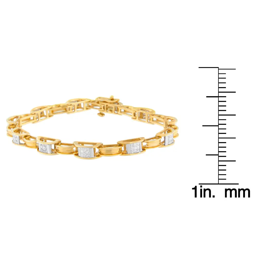 1ct Princess Cut Diamond Chain Link Bracelet in 14K Yellow Gold