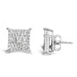 Princess Diamond Square Stud Earrings in Sterling Silver – 1 Cttw