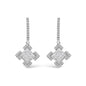 Princess & Round Diamond Geometric Dangle Earrings in 10K White Gold – 1/2 Cttw