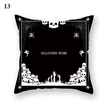 Halloween Series  Peach Skin Pillowcase Black White Skull