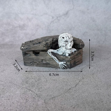 Skull Coffin Halloween Decor Figure Resin Craft