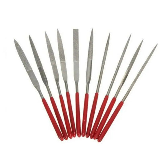 Set of 10 Steel Hand Jewelry Files Diamond Flat Tool Square Warding Knife Equaling Crossing Barrette Tapered Alloy