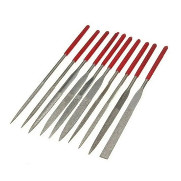 Set of 10 Steel Hand Jewelry Files Diamond Flat Tool Square Warding Knife Equaling Crossing Barrette Tapered Alloy