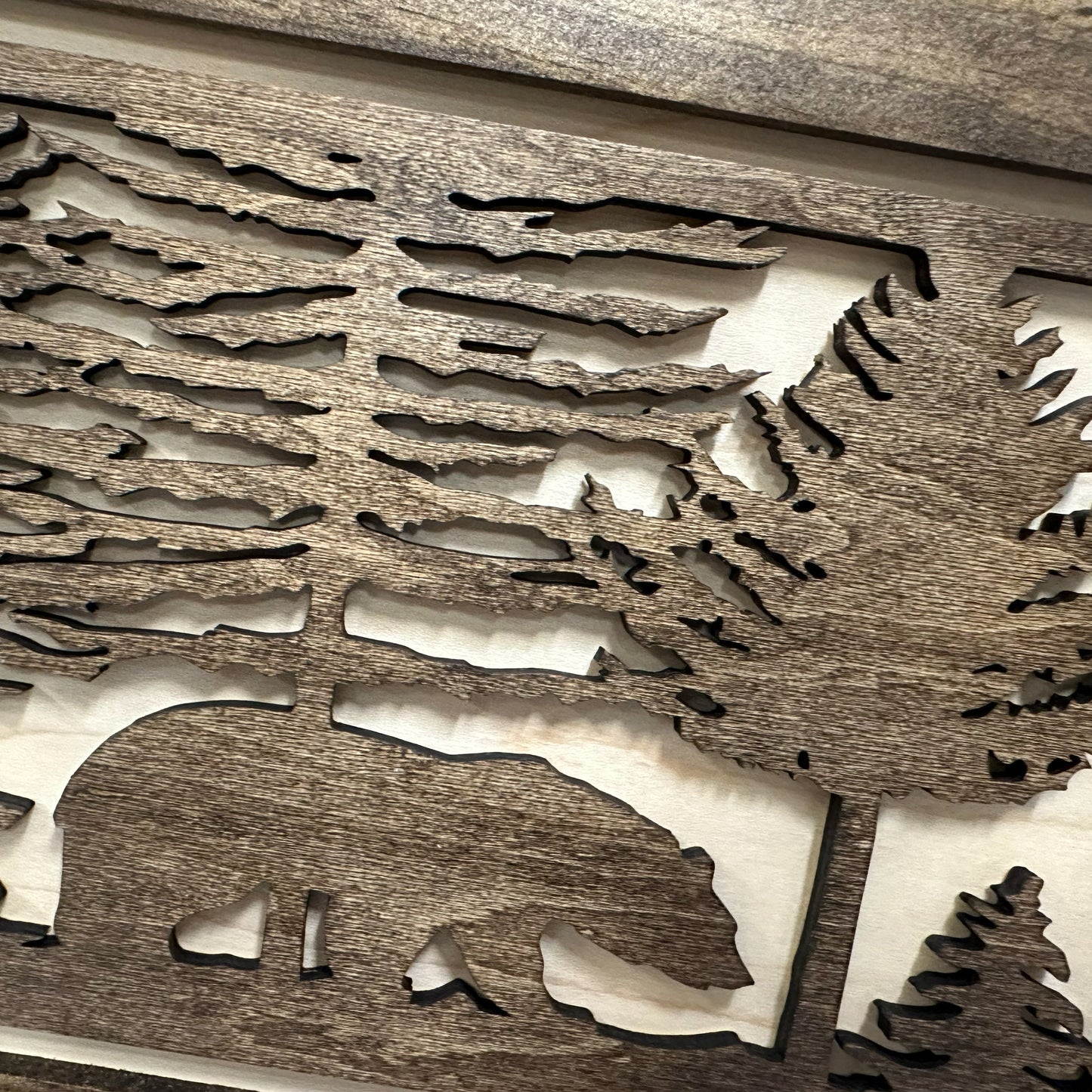 Wood Gun Cabinet Bears In The Woods Wall Decoration - Hidden Gun Safe To Securely Store Your Gun In Plain Sigh