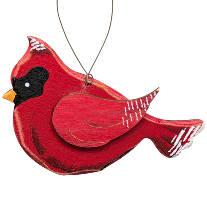 Ruby's Cardinal Grace: Hand-Painted Plywood Ornament