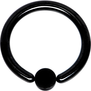 12G 1/2 White Faux Opal 4mm Disc Black IP BCR Captive Ring