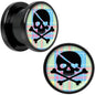 Pink Green Plaid Heart Skull Black Anodized Screw Fit Plug Set 1/2