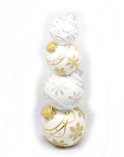 Lighted Silver and Gold Ornament Stack - 15 Inch