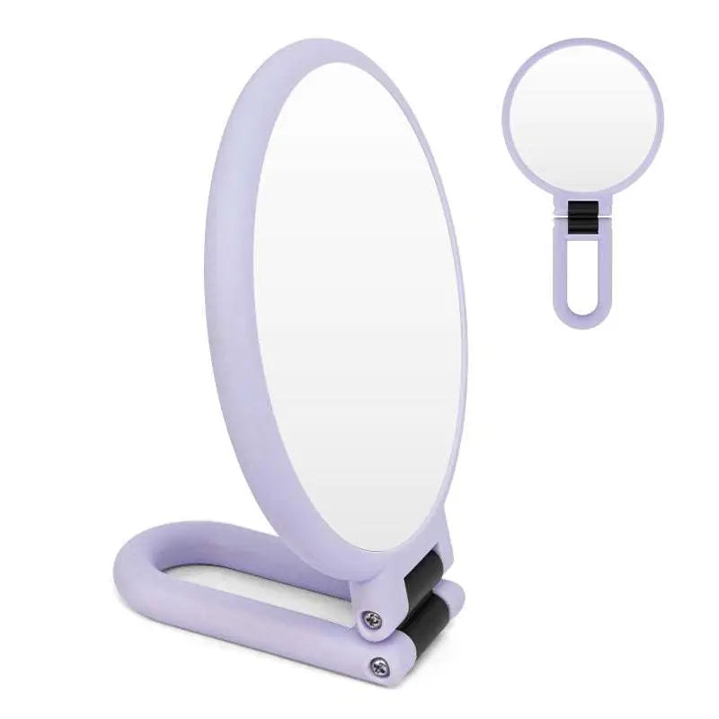 Purple 10x Magnifying Foldable Handle Mirror