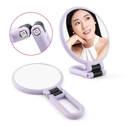Purple 10x Magnifying Foldable Handle Mirror