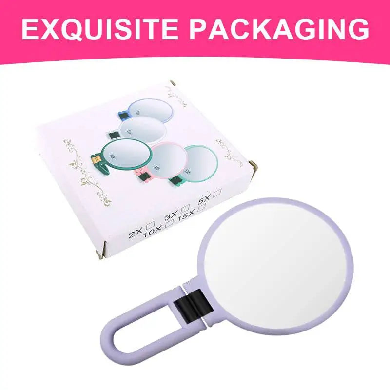 Purple 10x Magnifying Foldable Handle Mirror