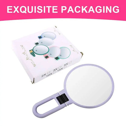 Purple 10x Magnifying Foldable Handle Mirror