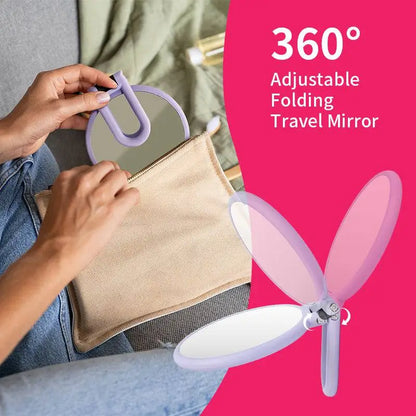 Purple 10x Magnifying Foldable Handle Mirror