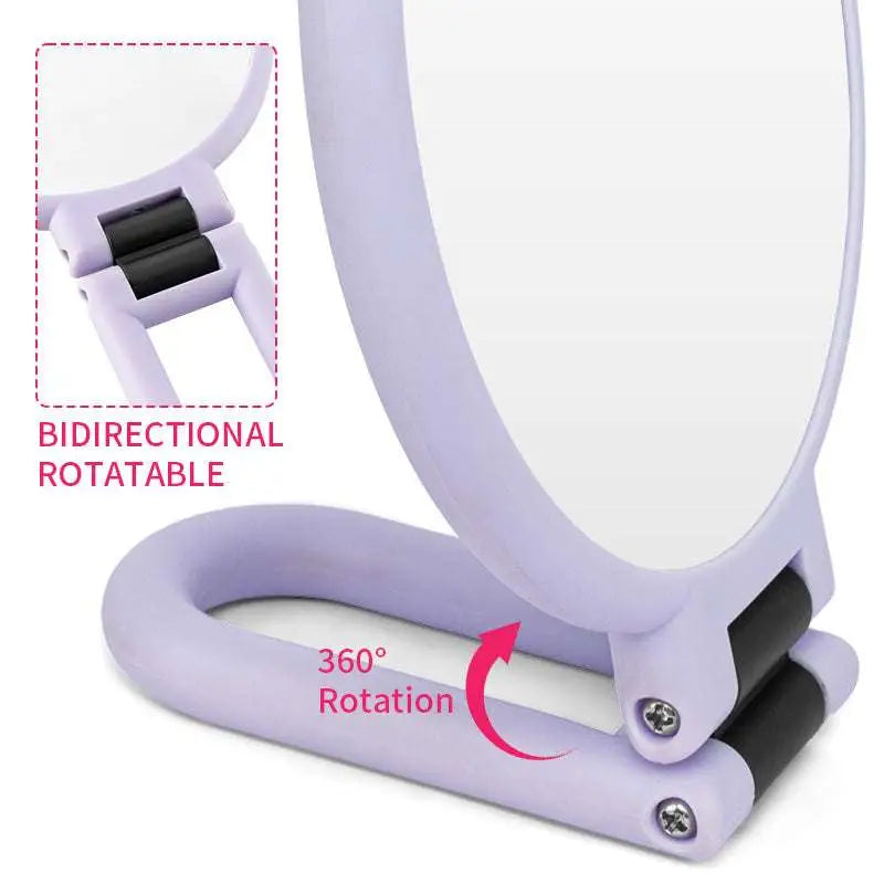 Purple 10x Magnifying Foldable Handle Mirror