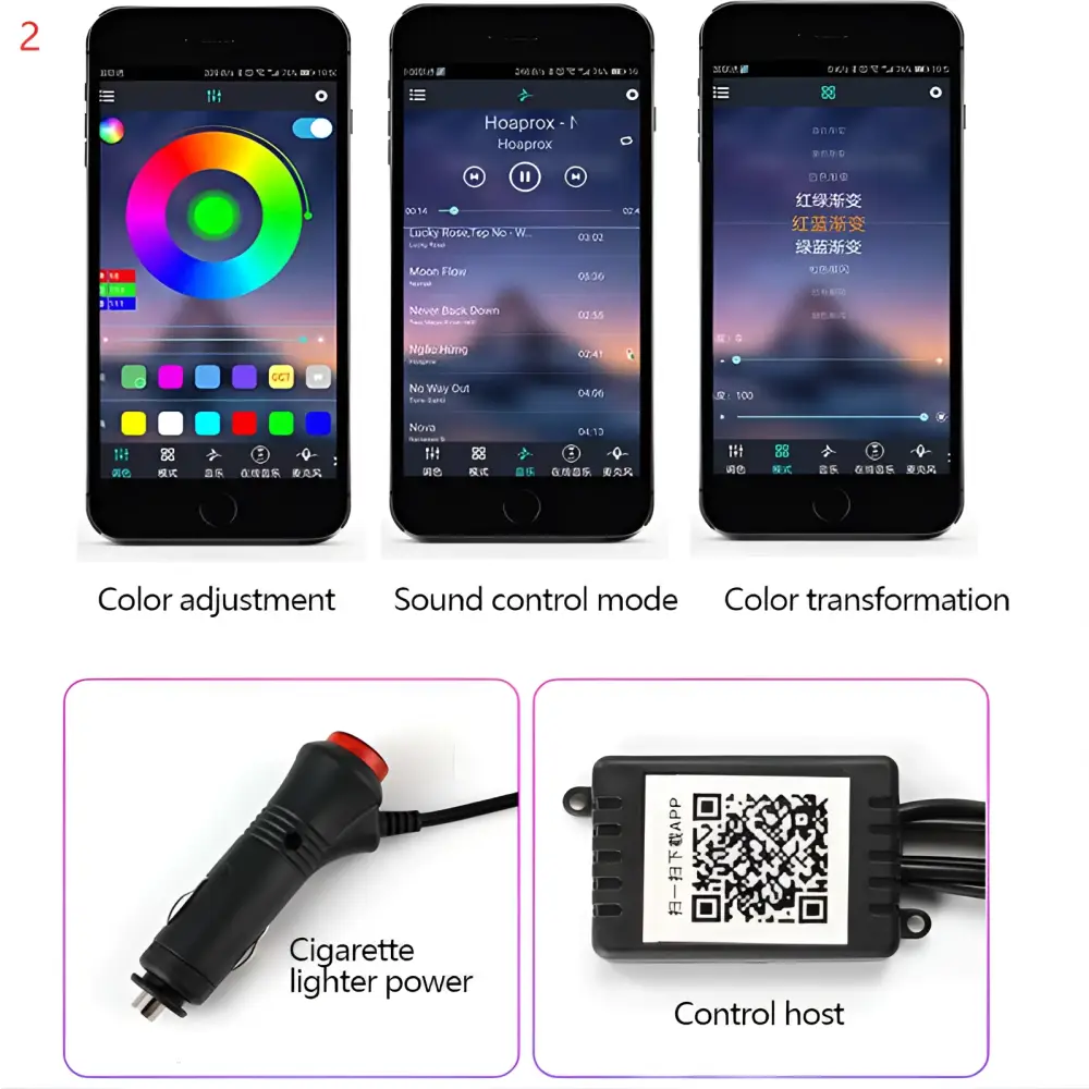 Purple Interior Car LED Light Strip Cigarette Lighter