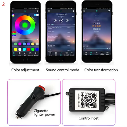 Purple Interior Car LED Light Strip Cigarette Lighter
