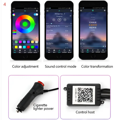Purple Interior Car LED Light Strip Cigarette Lighter