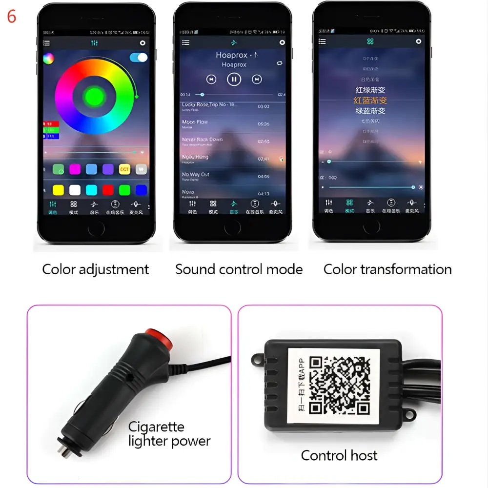 Purple Interior Car LED Light Strip Cigarette Lighter