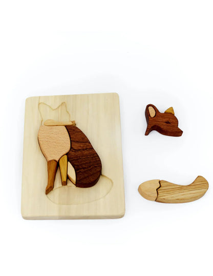 Wooden Fox Puzzle in Natural Wood