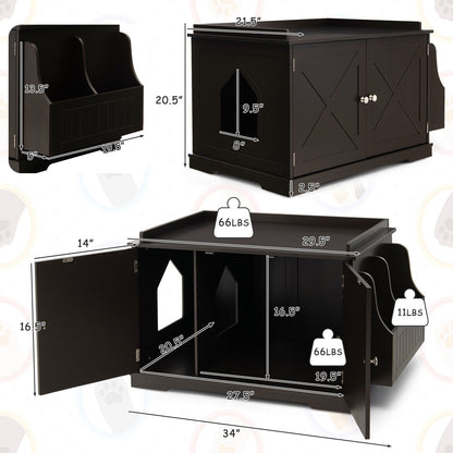 Large Wooden Cat Litter Box Enclosure with the Storage Rack