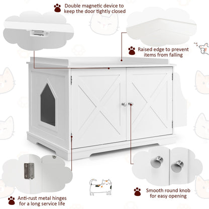 Large Wooden Cat Litter Box Enclosure with the Storage Rack