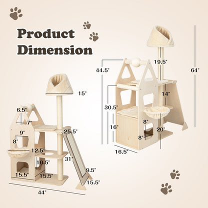 Multi-Level Cat Tree with Sisal Scratching Post-Beige