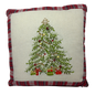 Holiday Tree Pillow With Plaid Trim