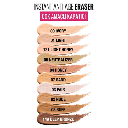 Maybelline New York Instant Anti Age Eraser Concealer - High Coverage, Anti-Aging Makeup for Flawless Complexion