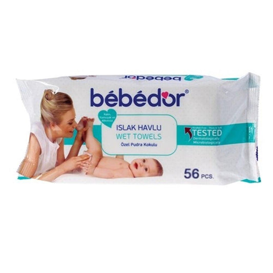 Bebedor Baby Wet Wipes - Soft, Alcohol-Free, Hygienic, Powder Scented - 56 Count