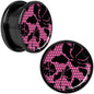 Pink Floral Lace Black Anodized Screw Fit Plug Set 18mm