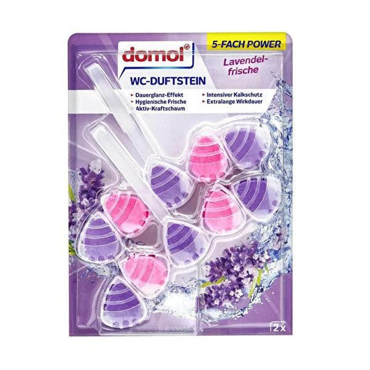 Domol Toilet Block with Lavender Scent - Freshens Bathroom, Eliminates Odors - 2 x 55g
