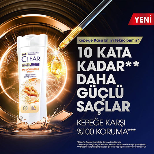 Clear Women Anti-Hair Loss Shampoo with Ginger Extract - Nourishing, Strengthens Hair, Reduces Hair Loss
