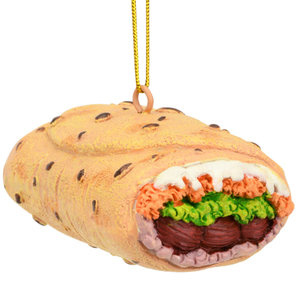 Burrito Wrapped in Tin Foil Food Christmas Ornament