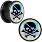Pink Green Plaid Heart Skull Black Anodized Screw Fit Plug Set 5/8