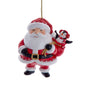 Jovial Santa Ornament with Penguin