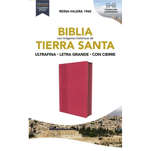 Rvr60, Santa Biblia, Tierra Santa, Ultrafina, Letra Grande, Leathersoft, Fucsia, Con Cierre, Palabras de Jesús En Rojo, Comfort Print - Imitation Leather