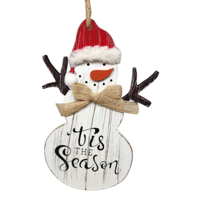 Charming Wooden Snowman Ornament