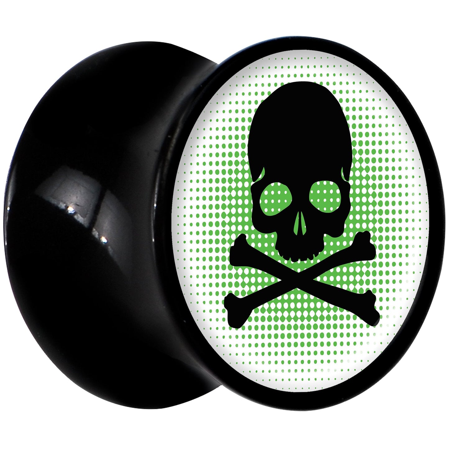 Black Acrylic Green Black Skull Saddle Plug Set 00G