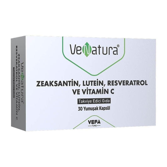 VeNatura Eye Health Supplement with Lutein, Zeaksantin, Resveratrol & Vitamin C - Antioxidant Support, 30 Capsules