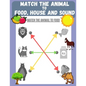 Match the Animal to Food, House and Sound: Activity book for Kids, Pre K to Kindergarten, Ages 3 - 6, Matching and Identifying, Children's fun Workboo - Paperback