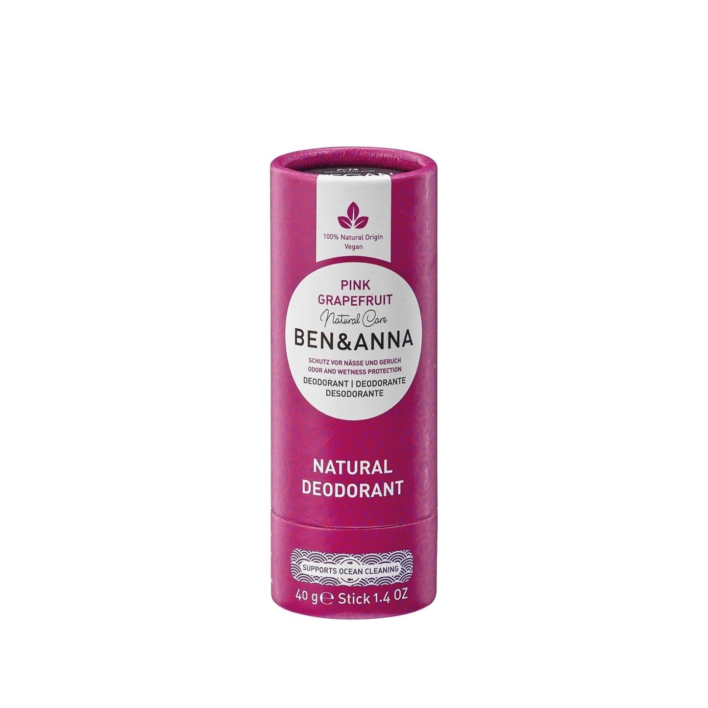 BEN & ANNA Natural Deodorant - Pink Grapefruit Scent, Chemical-Free, Eco-Friendly Personal Care for Sensitive Skin